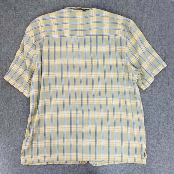 Mens Natural Issue Yellow Plaid‎ button Down Shirt Size XL Short Sleeve Collared - Picture 7 of 7